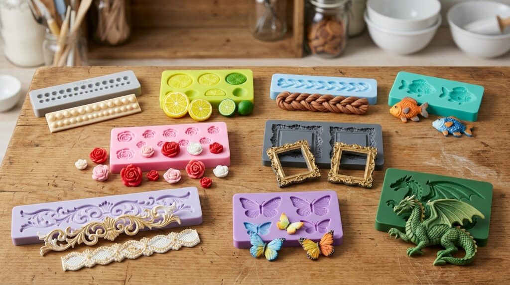 Różnorodne silikonowe foremki do fondantu