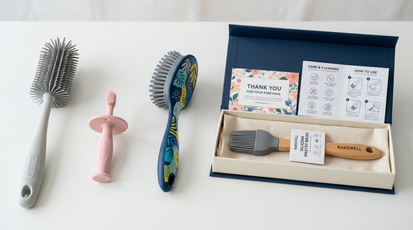 Flexible logo, graphics, branding, and pacakging designs for your custom silicone brush project