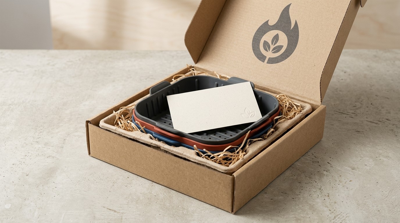 Cestas de vapor em silicone de qualidade alimentar com embalagens personalizadas para empresas de produtos promocionais.