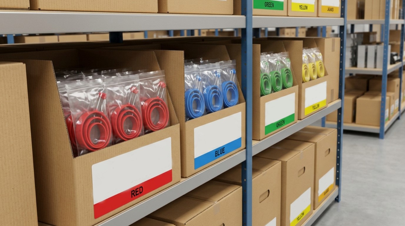Anéis de silicone para ovos em sacos plásticos para embalagens a granel