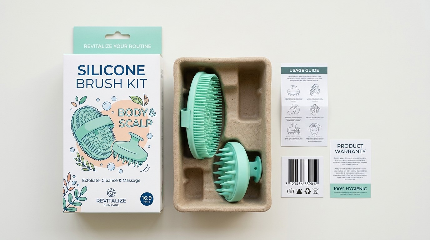 Silicone hair scalp and face brush in custom Retail Packaging