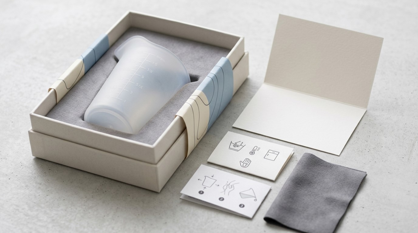 Silicone measuring cup for baking in custom premiun brand packaging