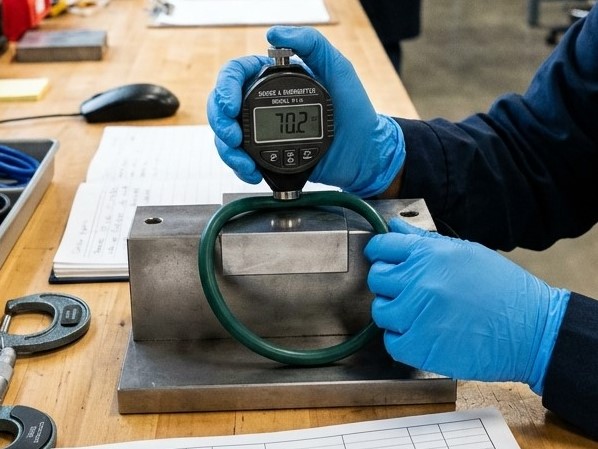 La resistenza meccanica e la durezza di un braccialetto in silicone vengono testate da un tester della RY Silicone.